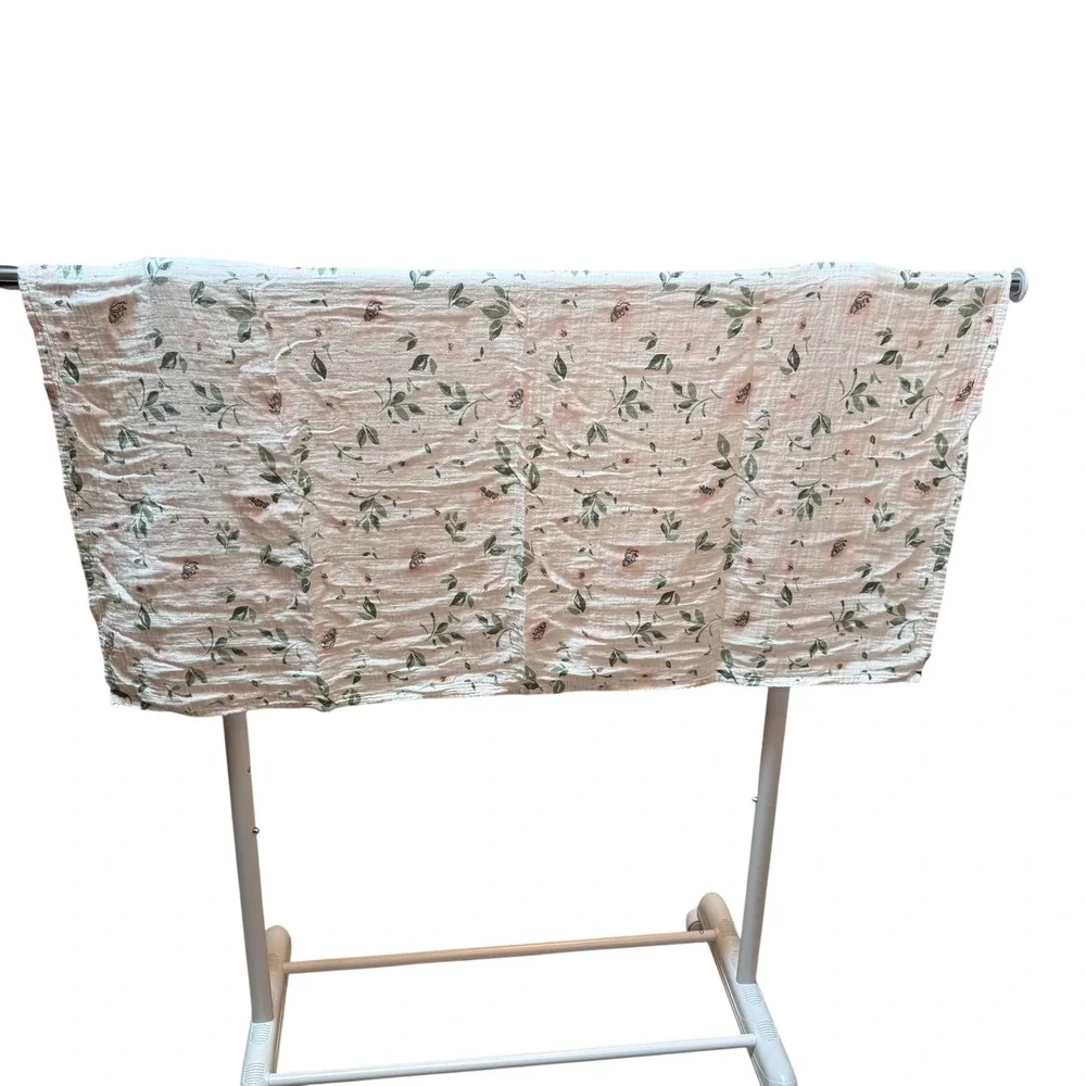 Pottery Barn Kids Organic Cotton Muslin Swaddle Blanket Pink Floral 47x47